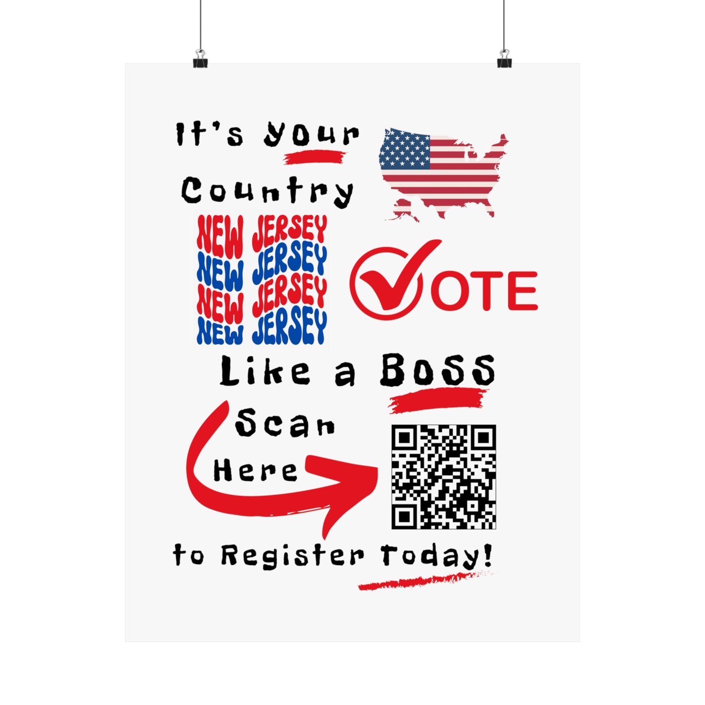 New Jersey Vote Like a Boss! Matte Vertical Posters