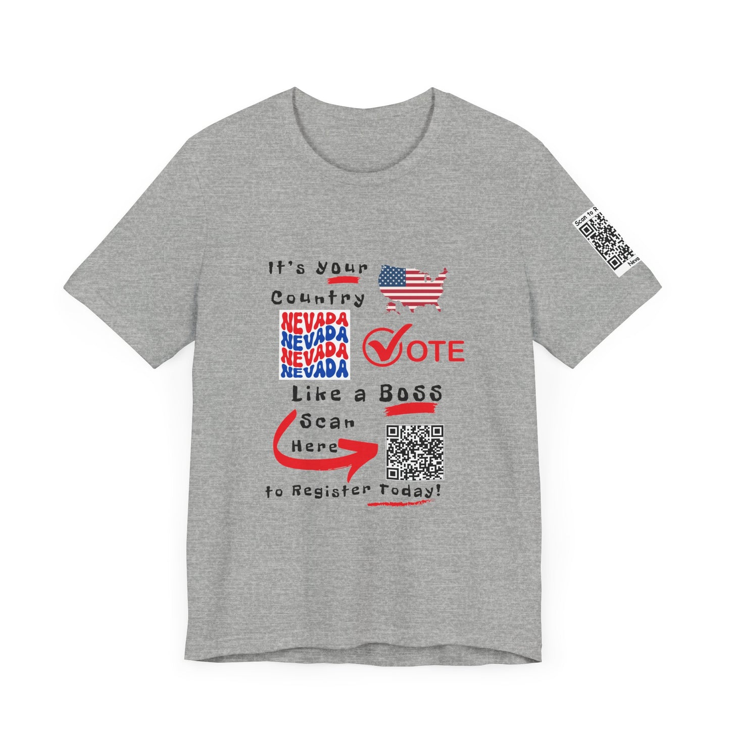 Nevada Vote Like a Boss! Red White 'n Blue With Sleeve QR