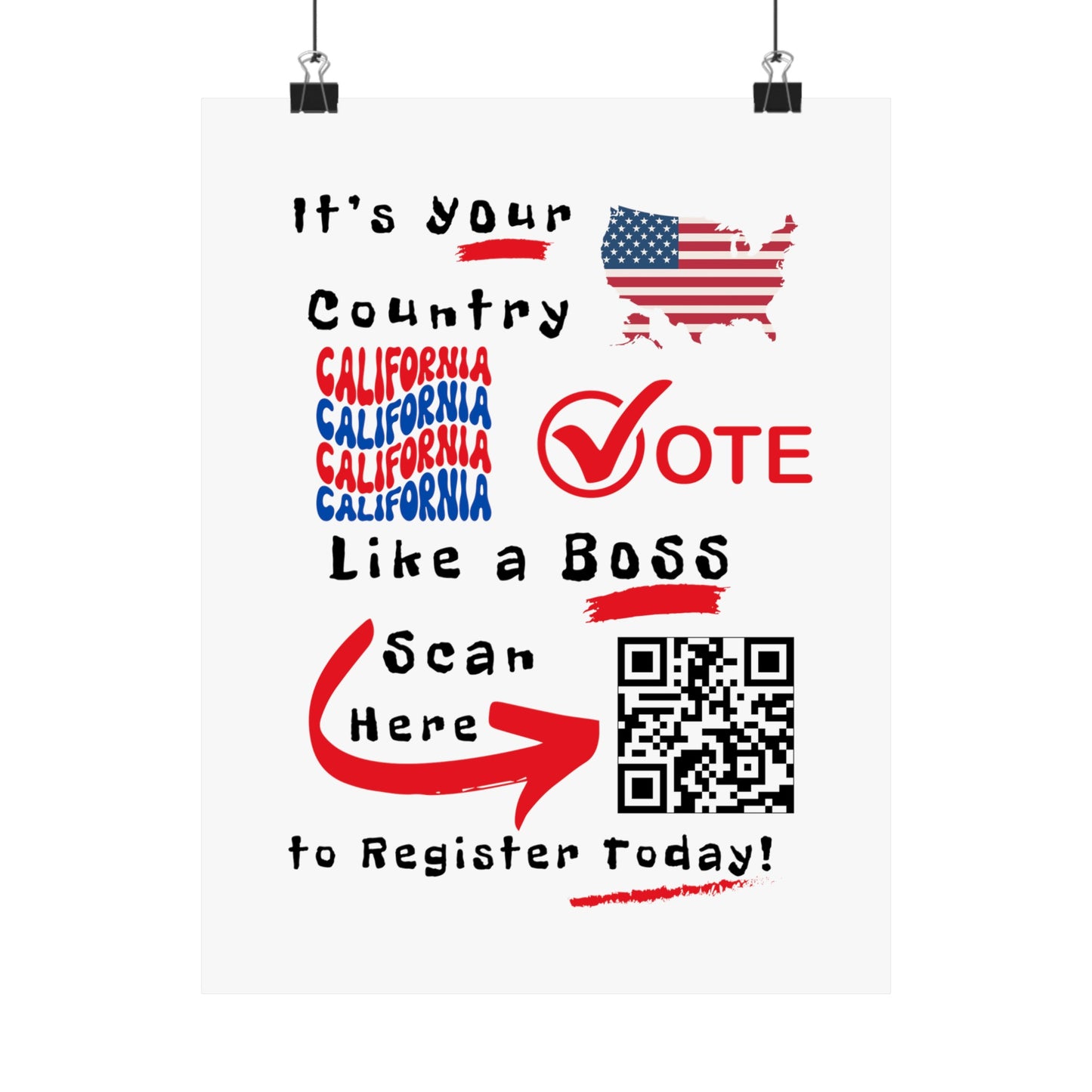 California Vote Like a Boss! Matte Vertical Posters