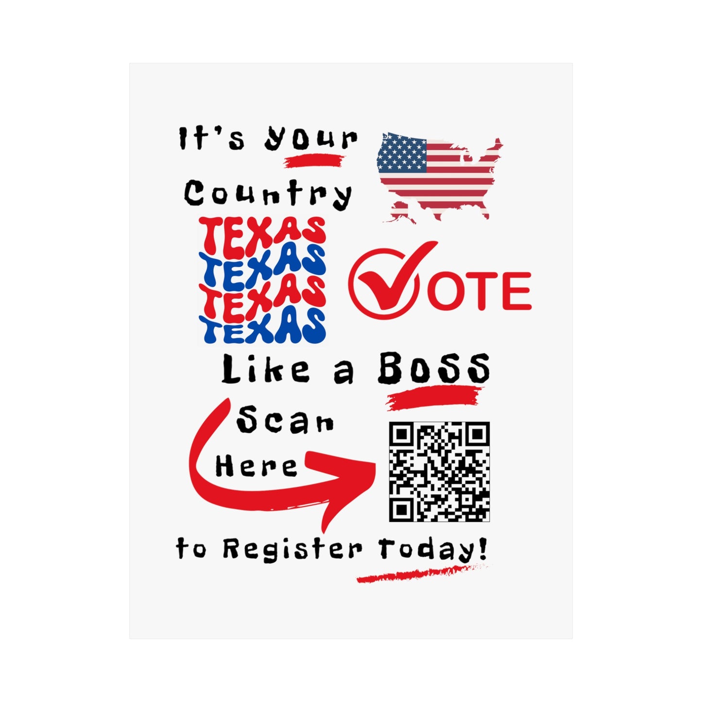 Texas Vote Like a Boss! Matte Vertical Posters