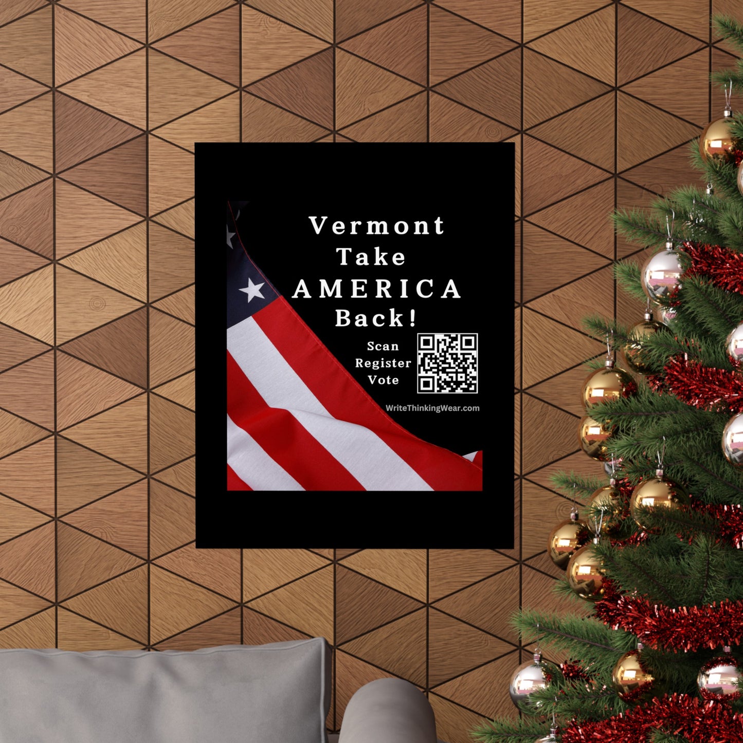 Vermont Take America Back! Scan Register Vote Matte Vertical Poster