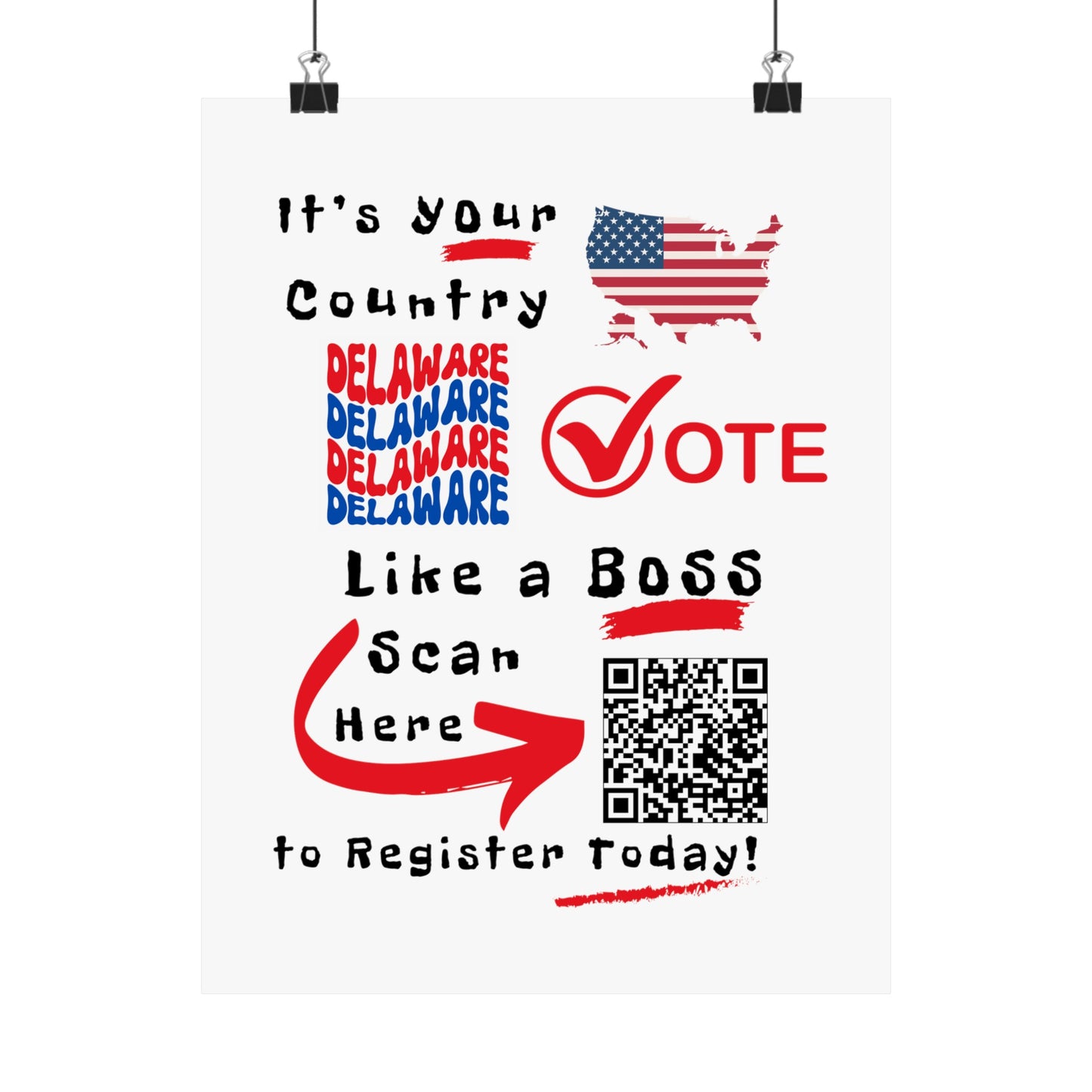 Delaware Vote Like a Boss! Matte Vertical Posters