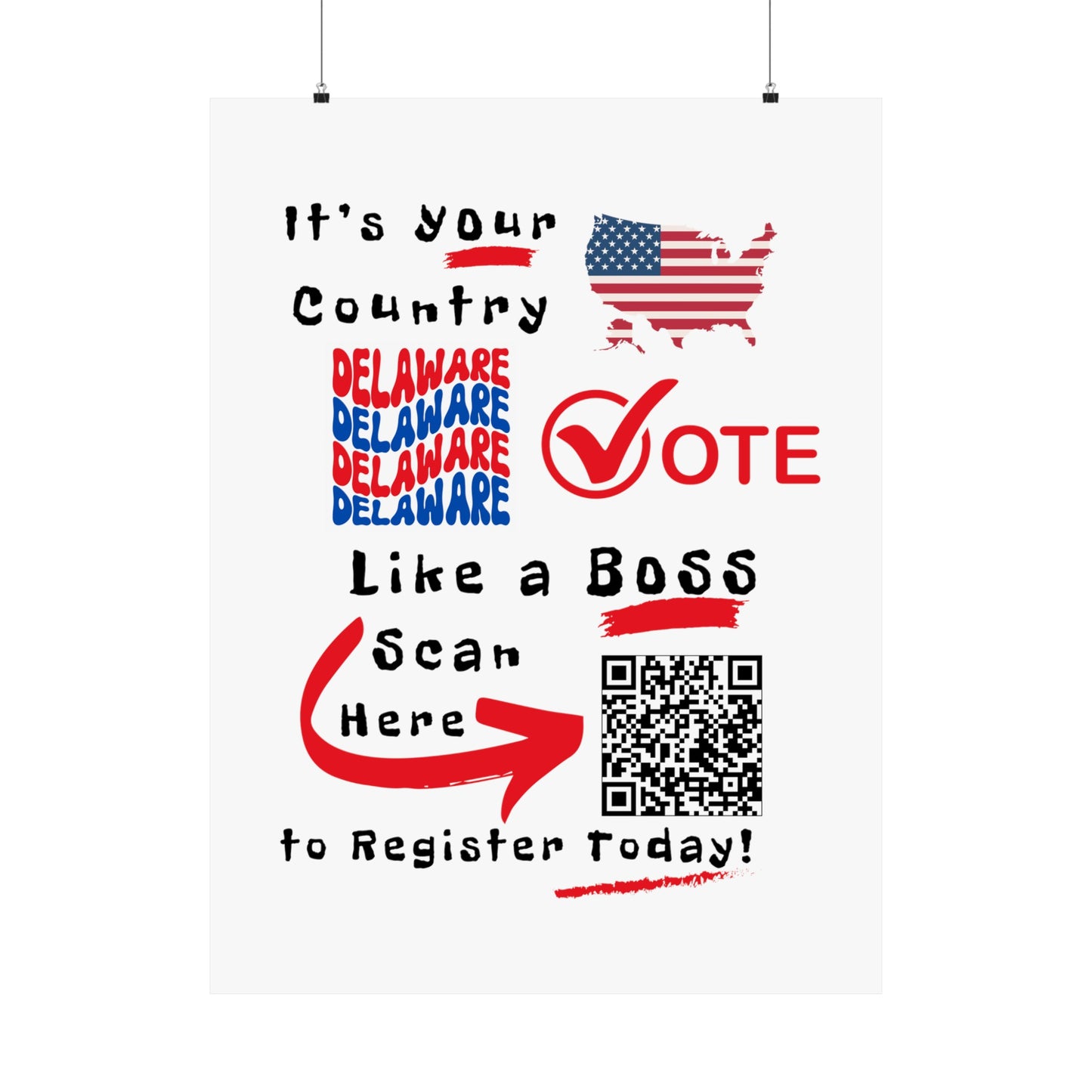 Delaware Vote Like a Boss! Matte Vertical Posters