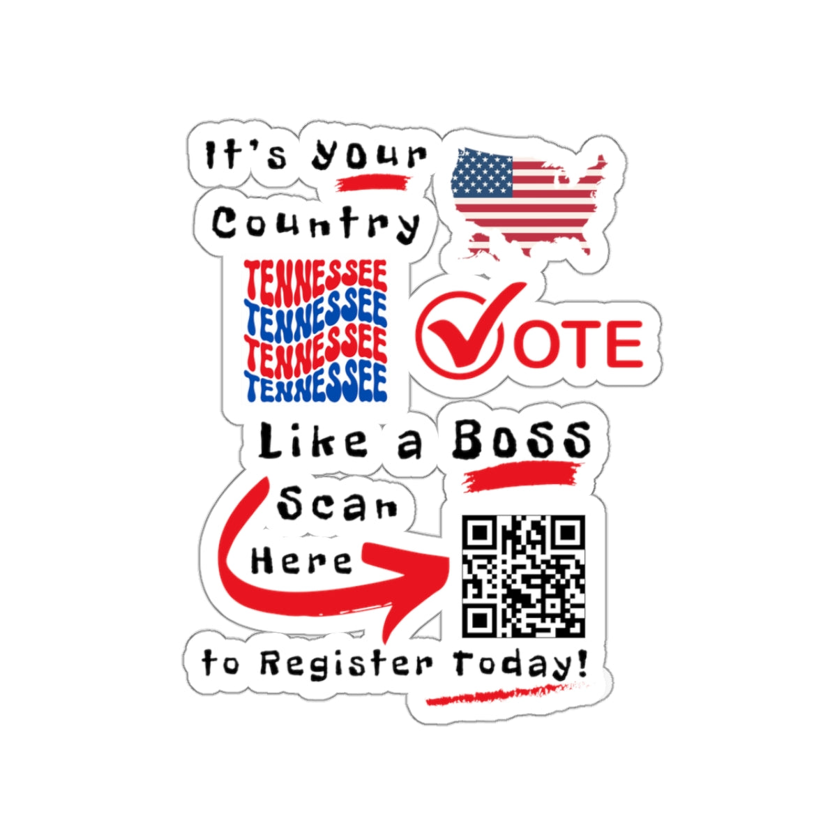 Tennessee Vote Like a Boss! Kiss-Cut Stickers