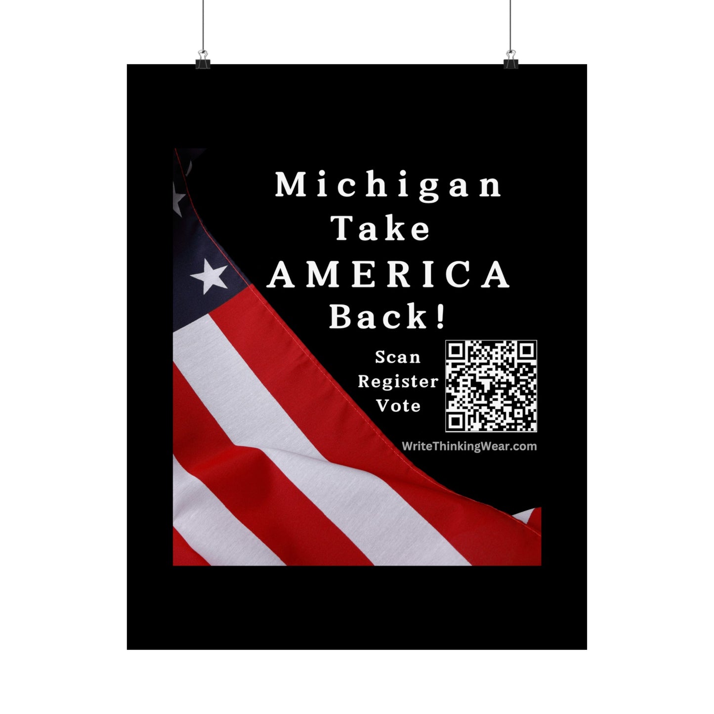 Michigan Take America Back! Scan Register Vote Matte Vertical Poster