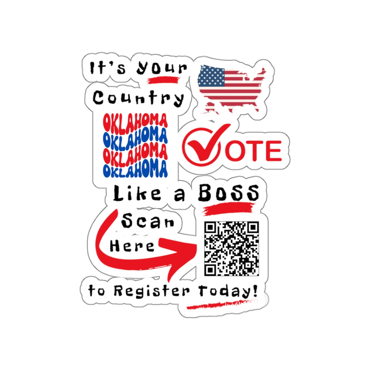 Oklahoma Vote Like a Boss! Kiss-Cut Stickers