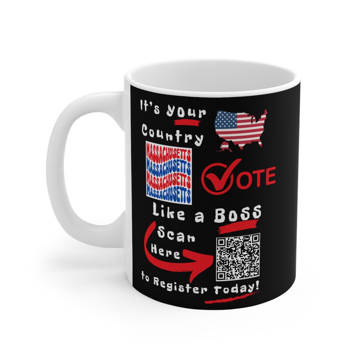 Massachusetts Vote Like a Boss! Mug - Black Background