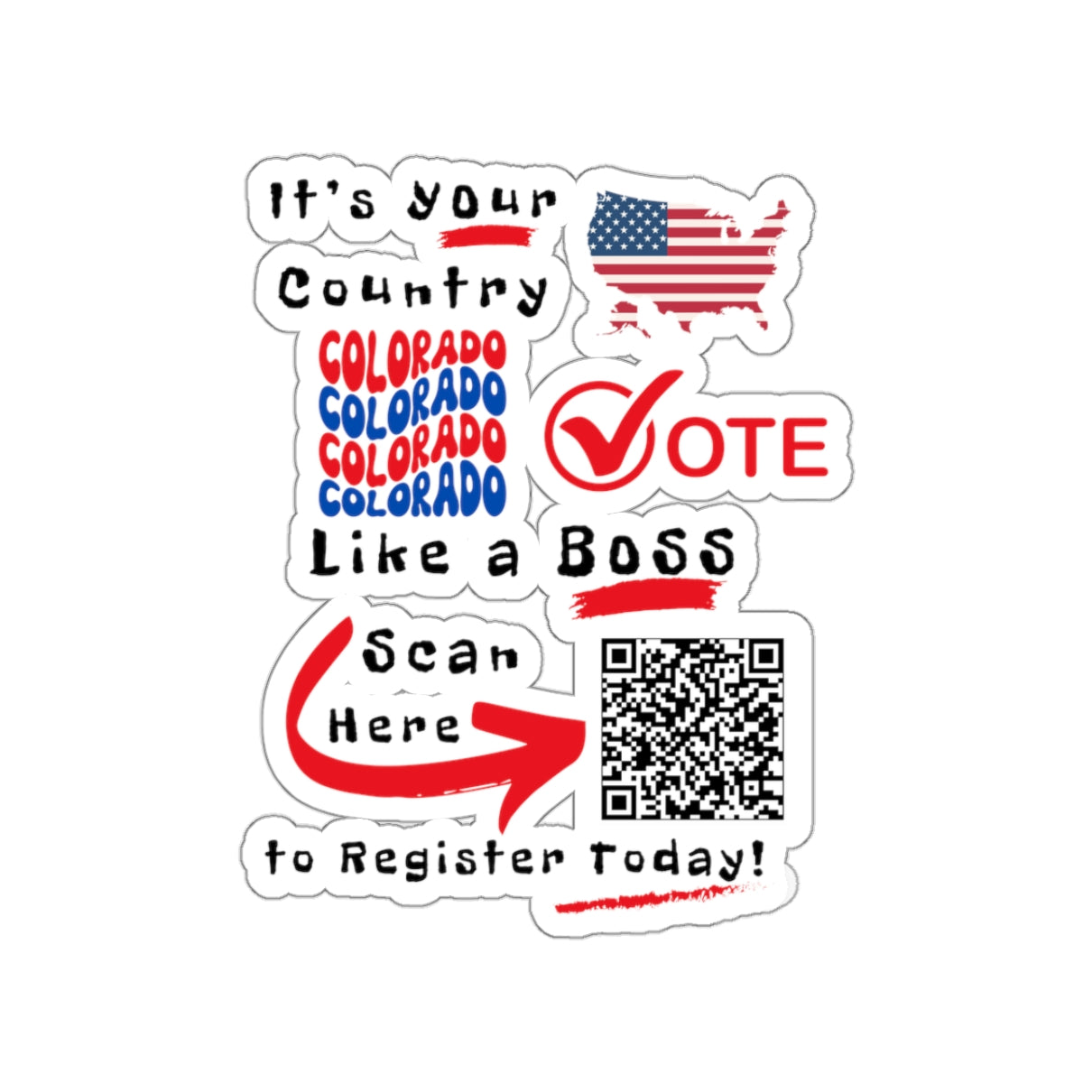 Colorado Vote Like a Boss! Kiss-Cut Stickers