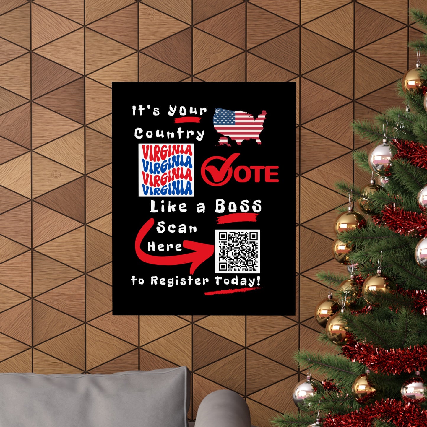 Vote Like a Boss Virginia Matte Vertical Posters with Popping Black Background