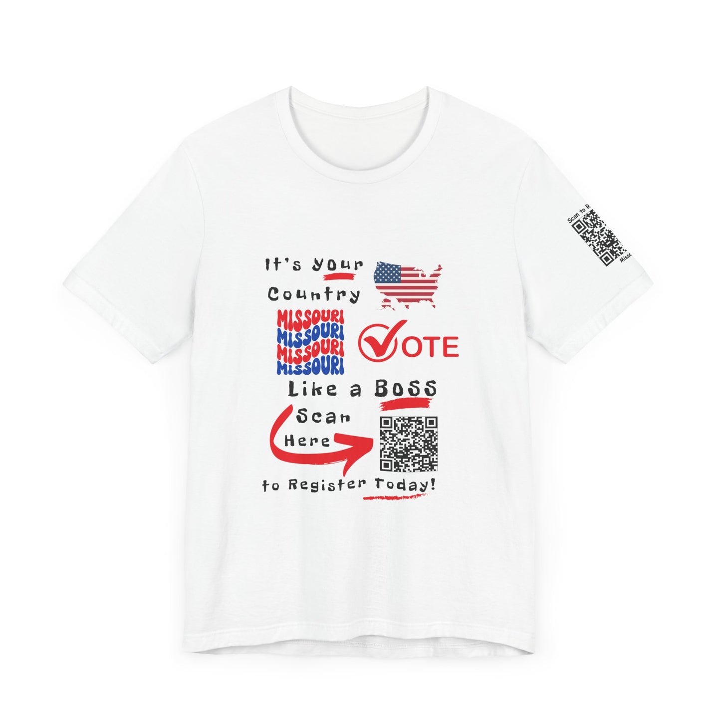 Missouri Vote Like a Boss! Red White 'n Blue With Sleeve QR