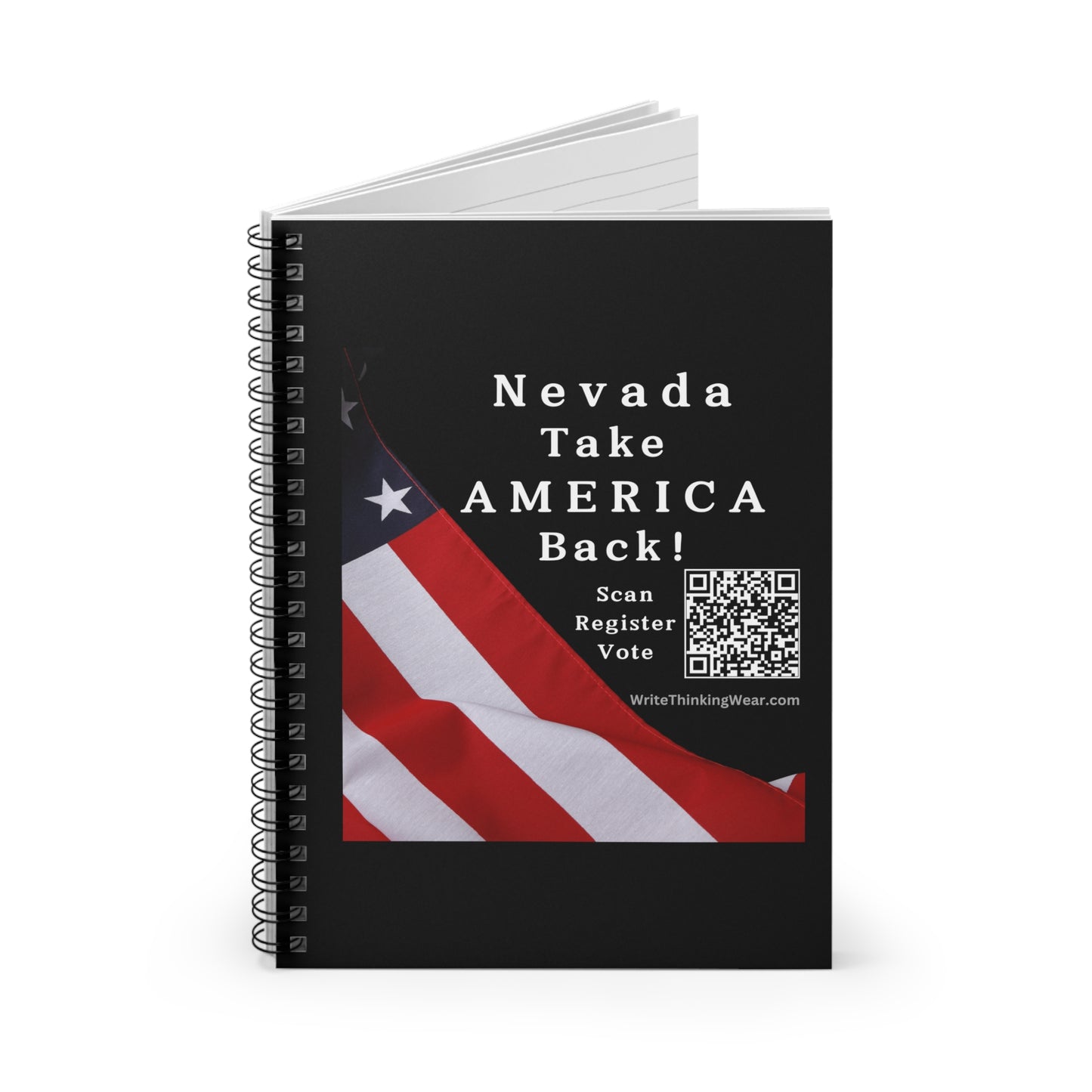 Nevada Take America Back! Scan Register Vote Spiral Notebook - Ruled Line