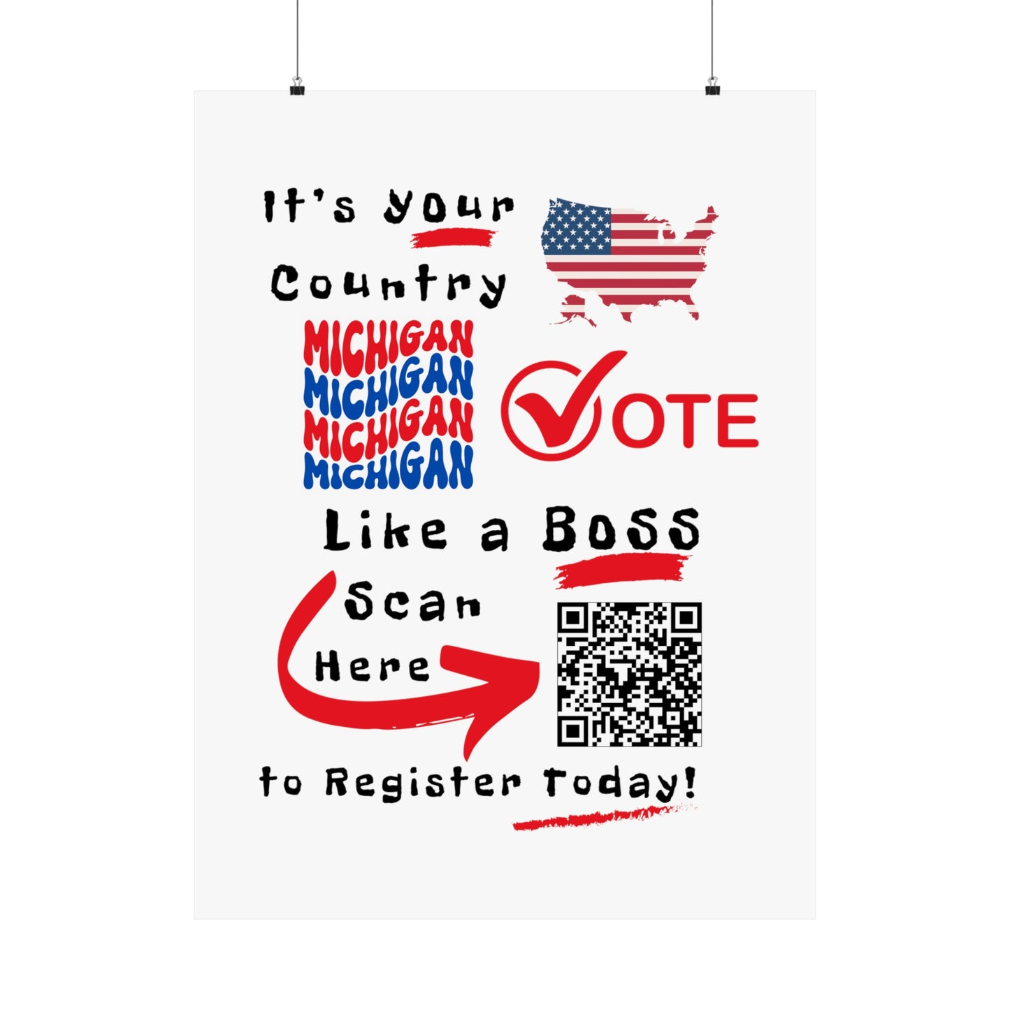 Michigan Vote Like a Boss! Matte Vertical Posters