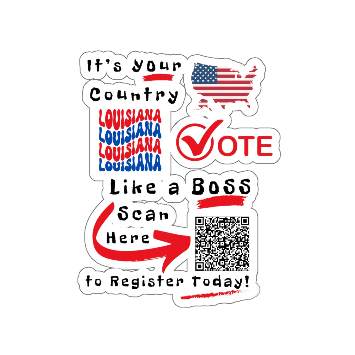 Louisiana Vote Like a Boss! Kiss-Cut Stickers