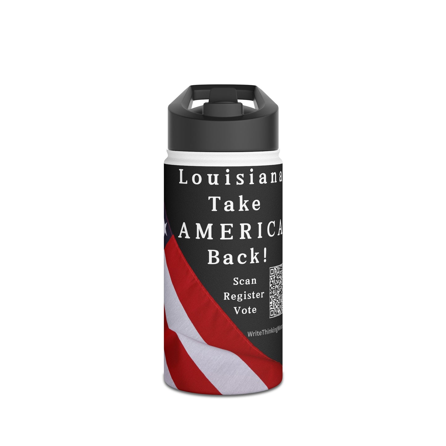 Louisiana Take America Back! Scan Register Vote Stainless Steel Water Bottle, Standard Lid