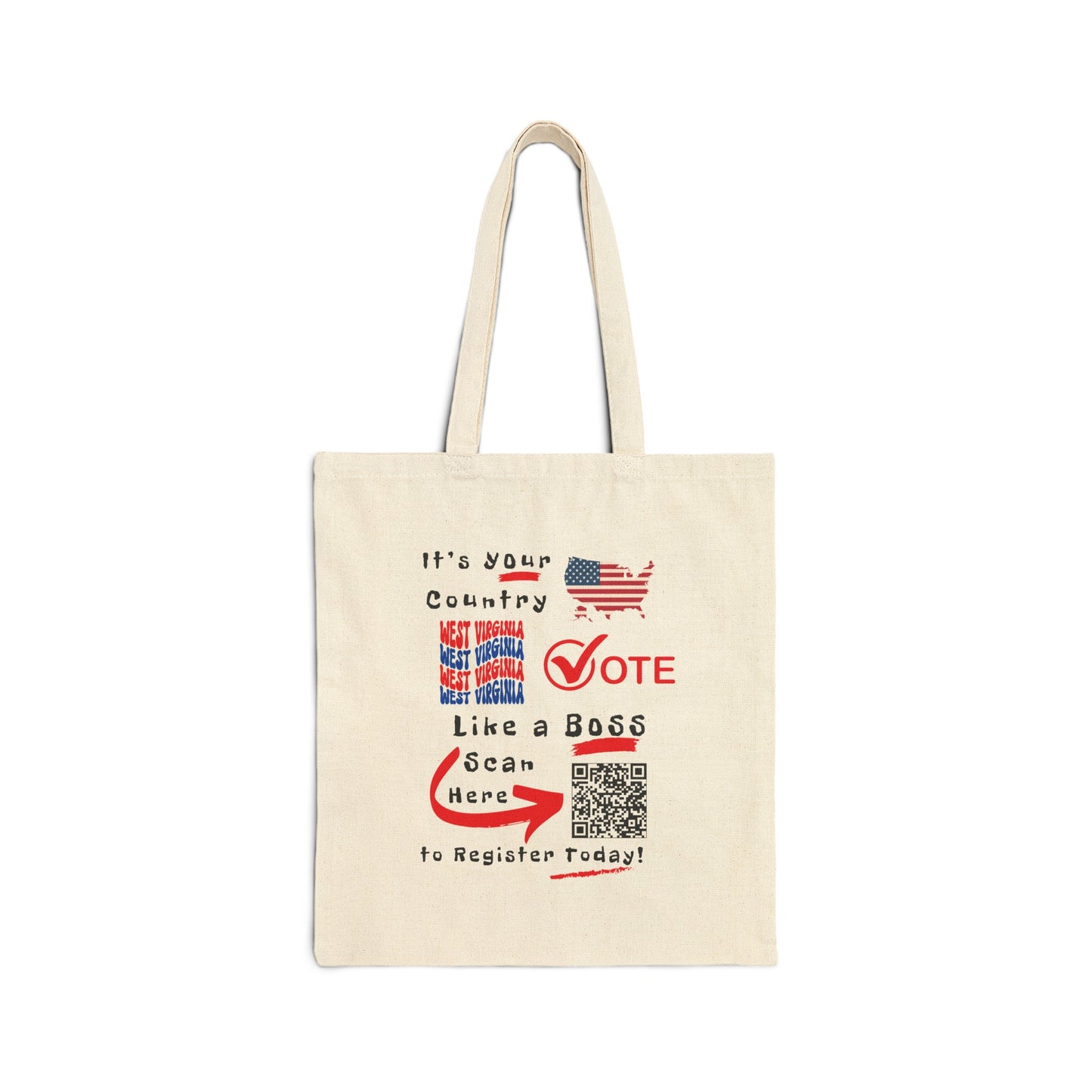 West Virginia Vote Like a Boss! Cotton Canvas Tote Bag