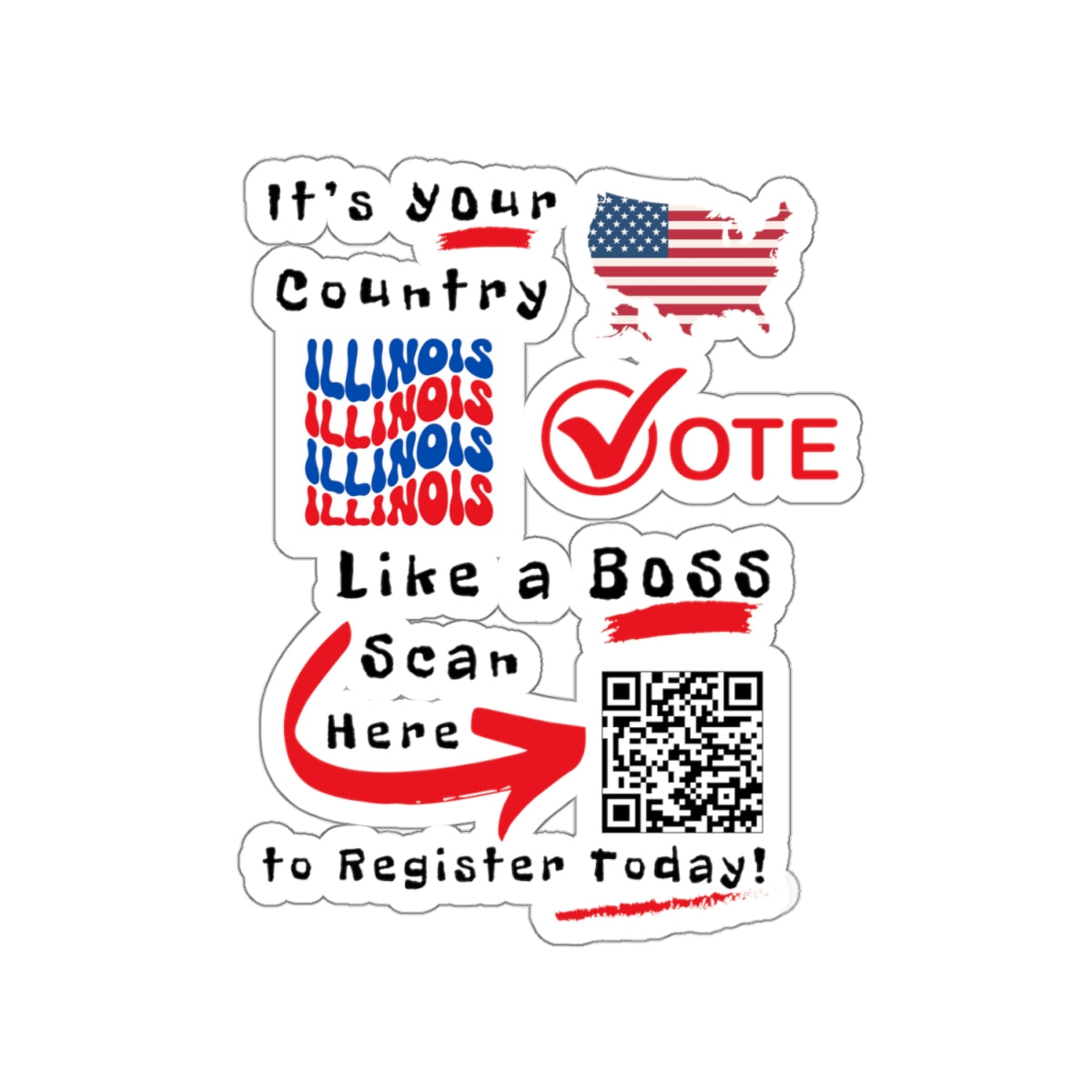 Illinois Vote Like a Boss! Kiss-Cut Stickers