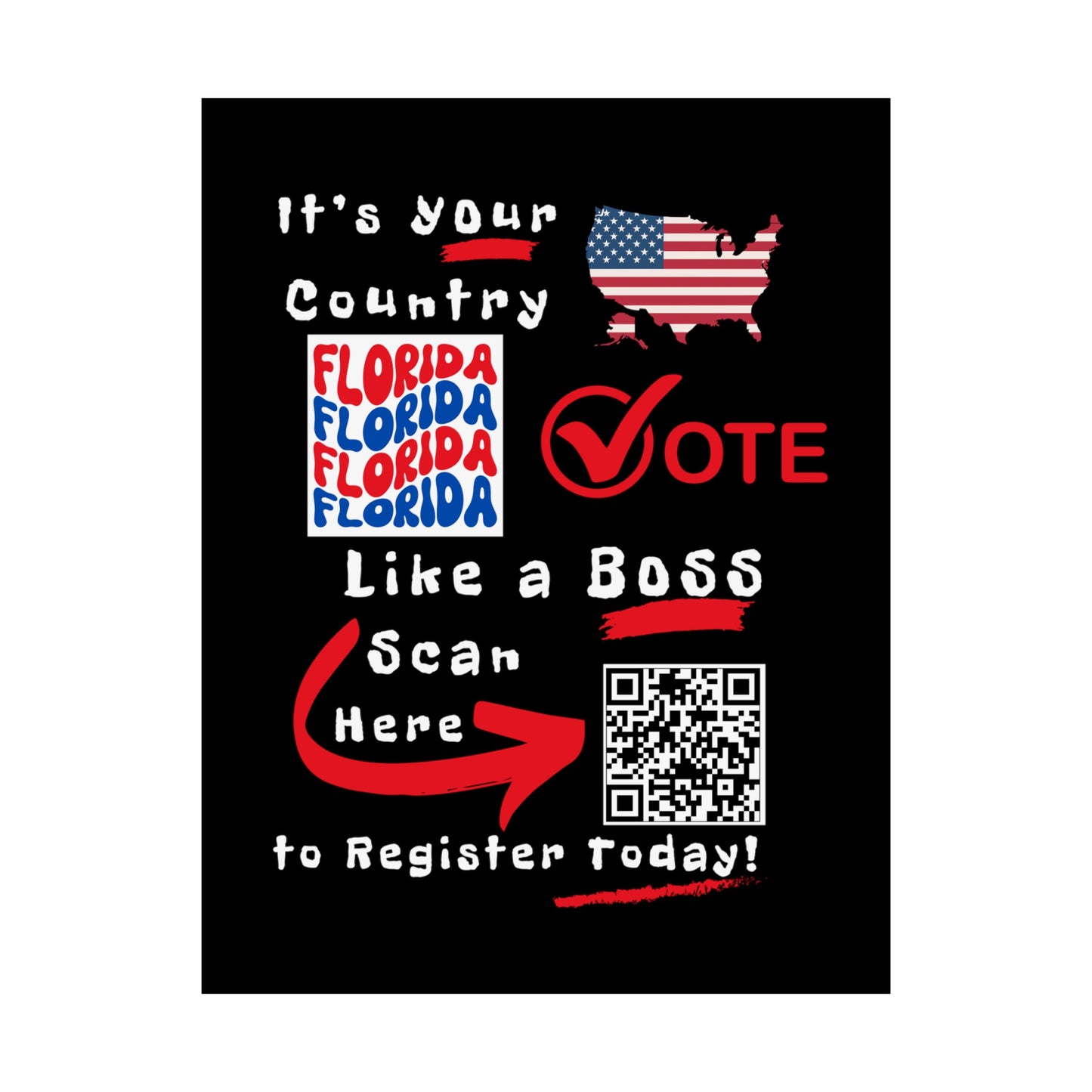 Florida Vote Like a Boss! Matte Vertical Posters with Popping Black Background