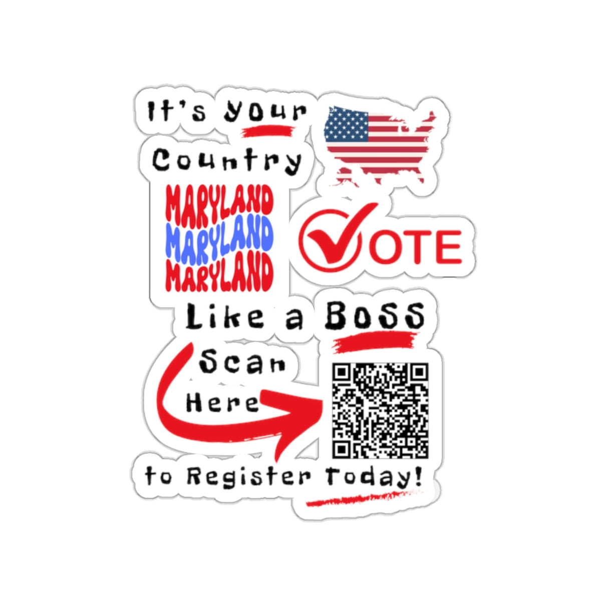 Maryland Vote Like a Boss! Kiss-Cut Stickers