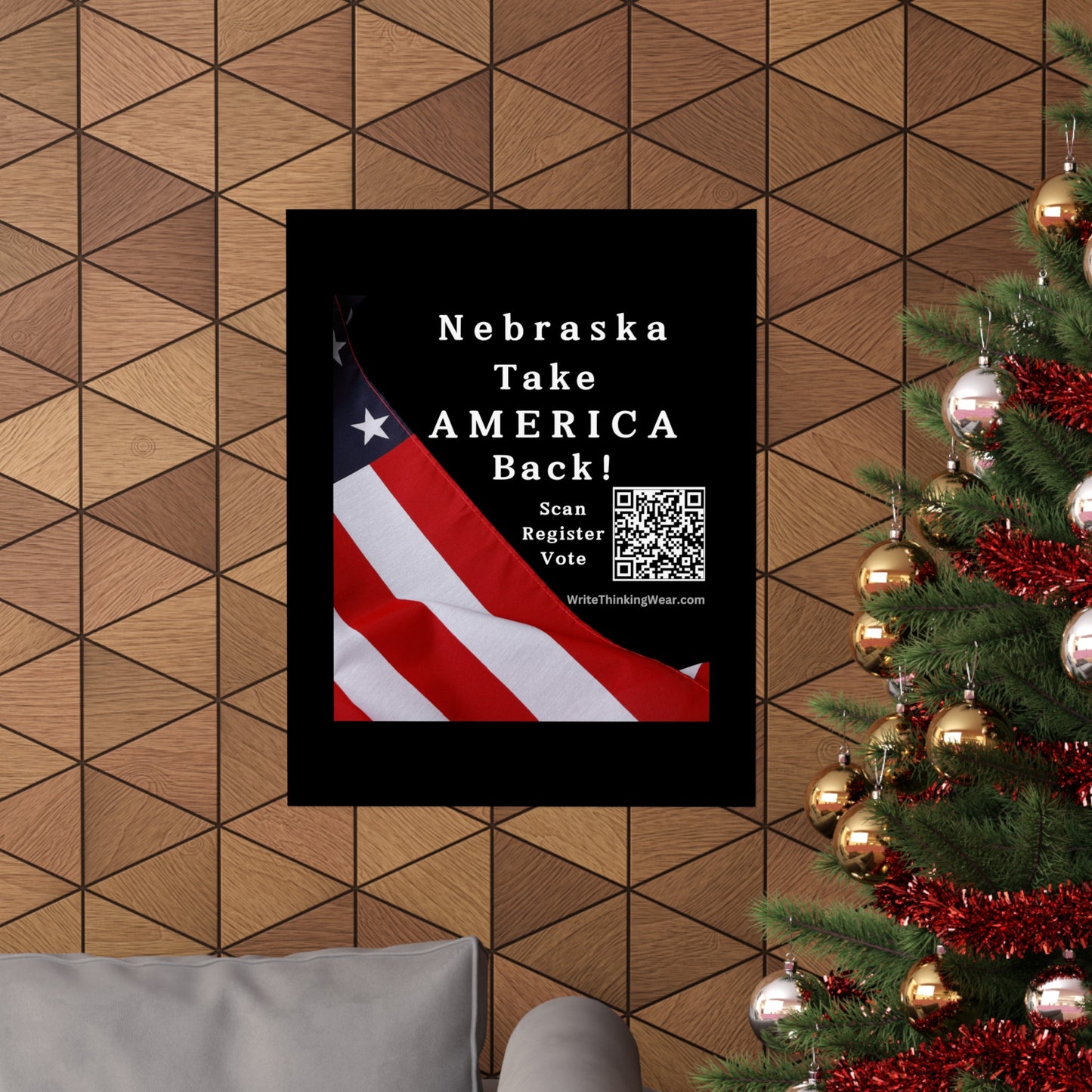 Nebraska Take America Back! Scan Register Vote Matte Vertical Poster