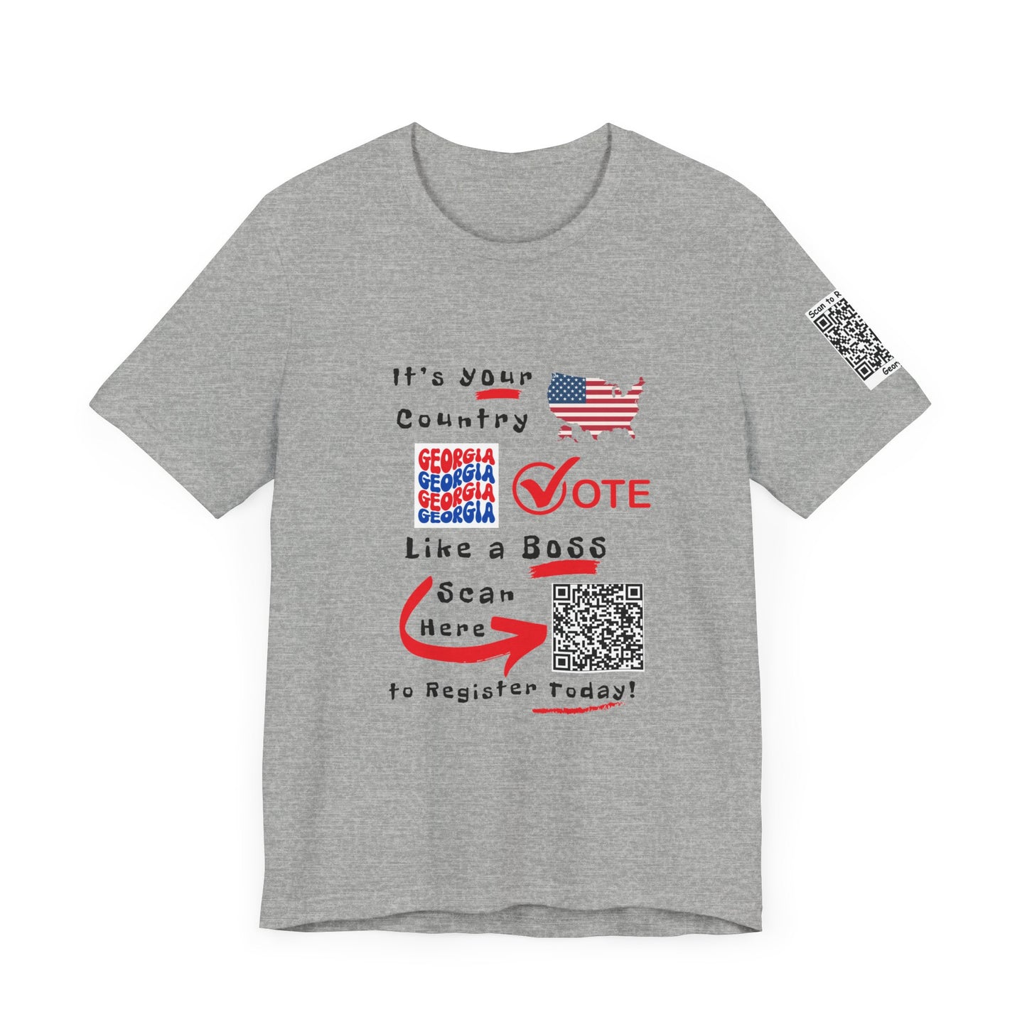 Georgia Vote Like a Boss! Red White 'n Blue With Sleeve QR