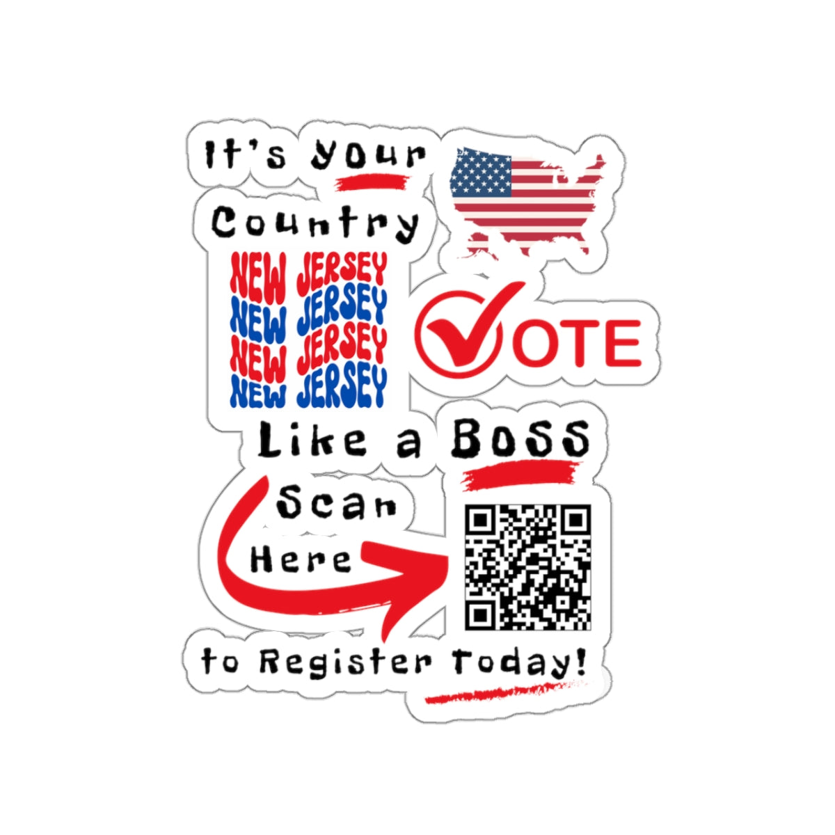 New Jersey Vote Like a Boss! Kiss-Cut Stickers