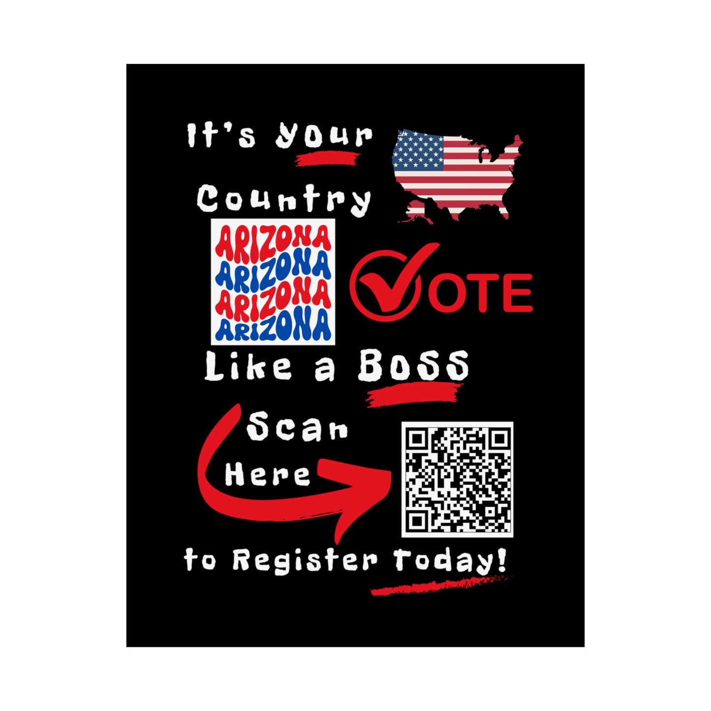 Arizona Vote Like a Boss! Matte Vertical Posters with Popping Black Background