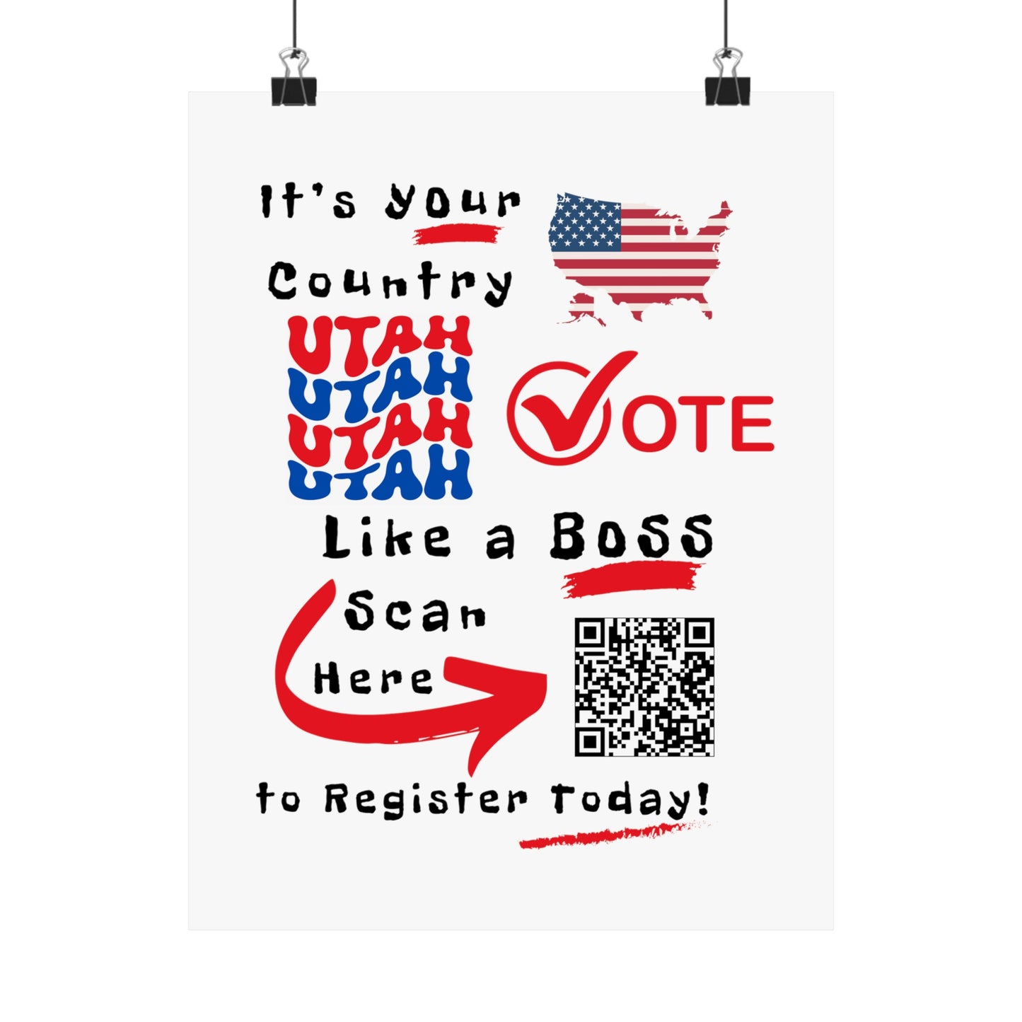 Utah Vote Like a Boss! Matte Vertical Posters