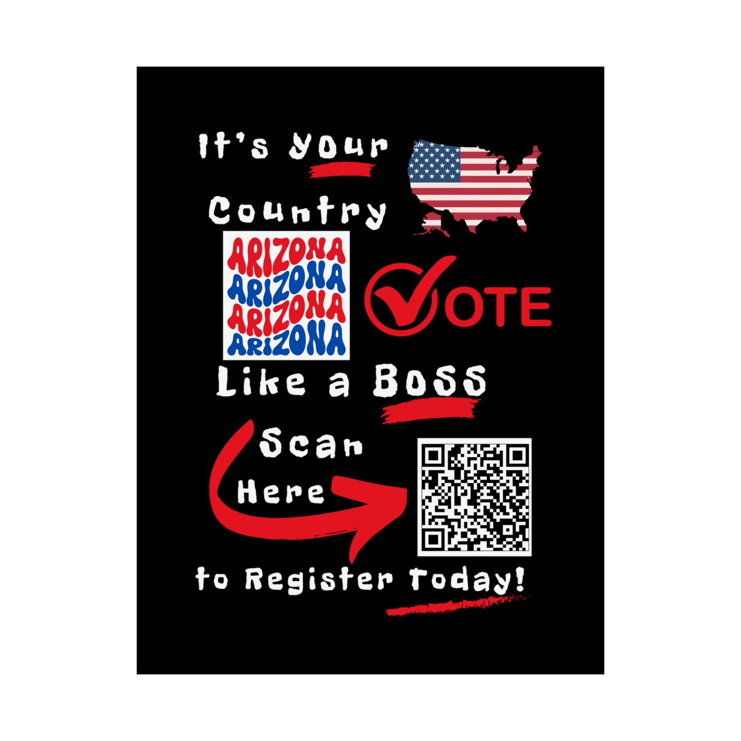 Arizona Vote Like a Boss! Matte Vertical Posters with Popping Black Background