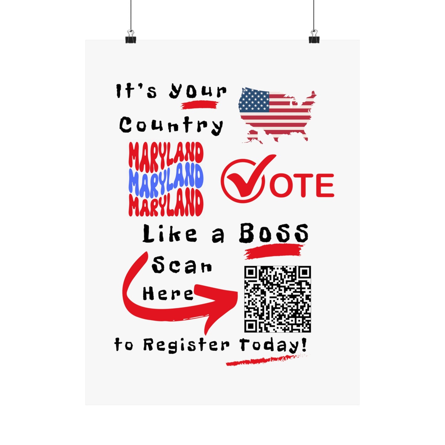 Maryland Vote Like a Boss! Matte Vertical Posters