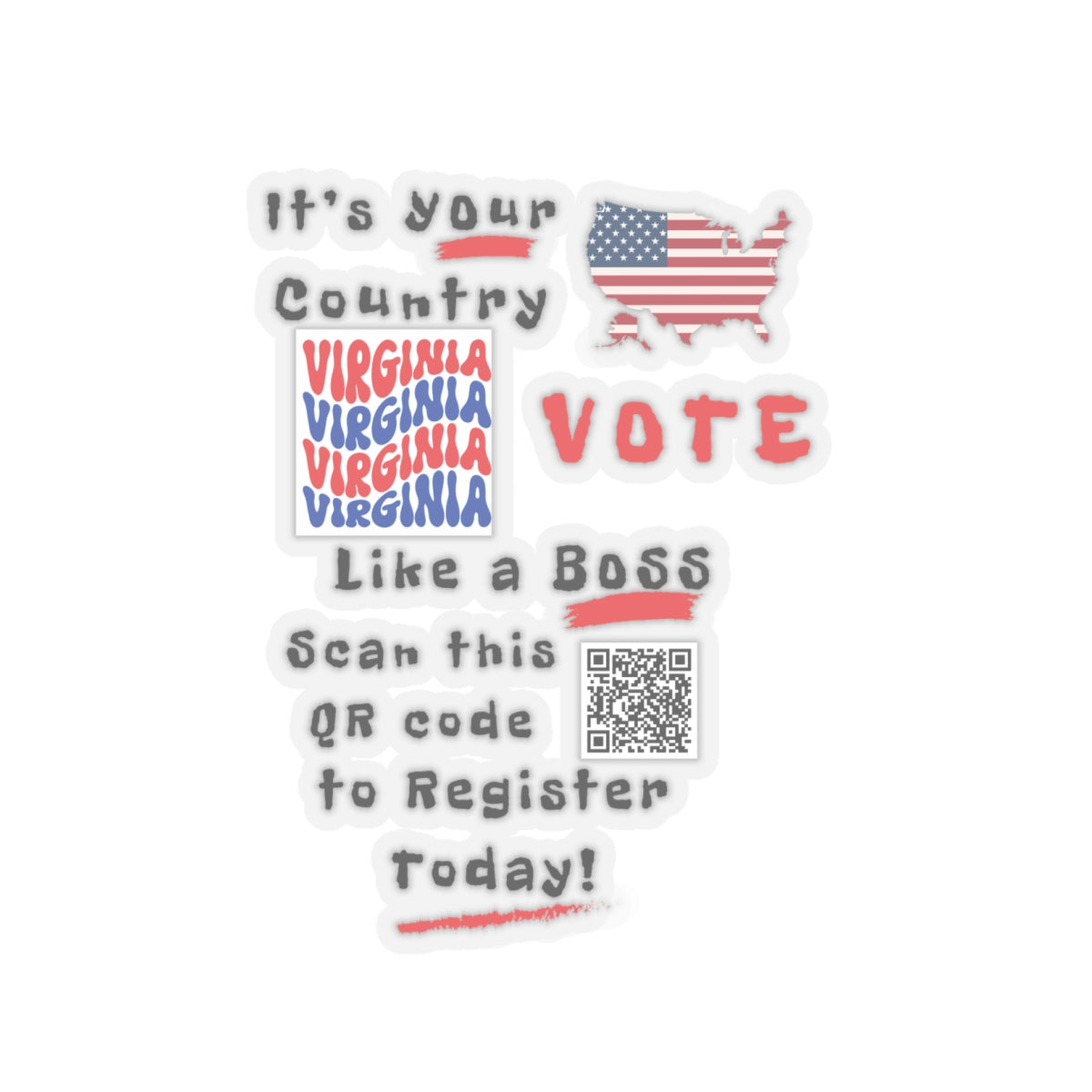 Vote Like a Boss Virginia Kiss-Cut Stickers