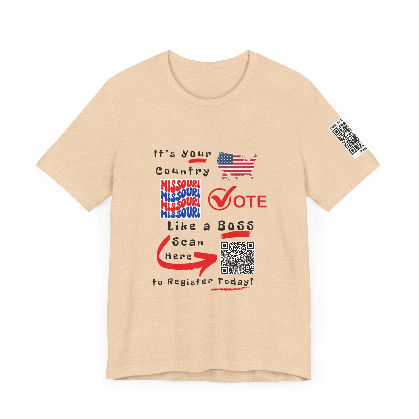 Missouri Vote Like a Boss! Red White 'n Blue With Sleeve QR