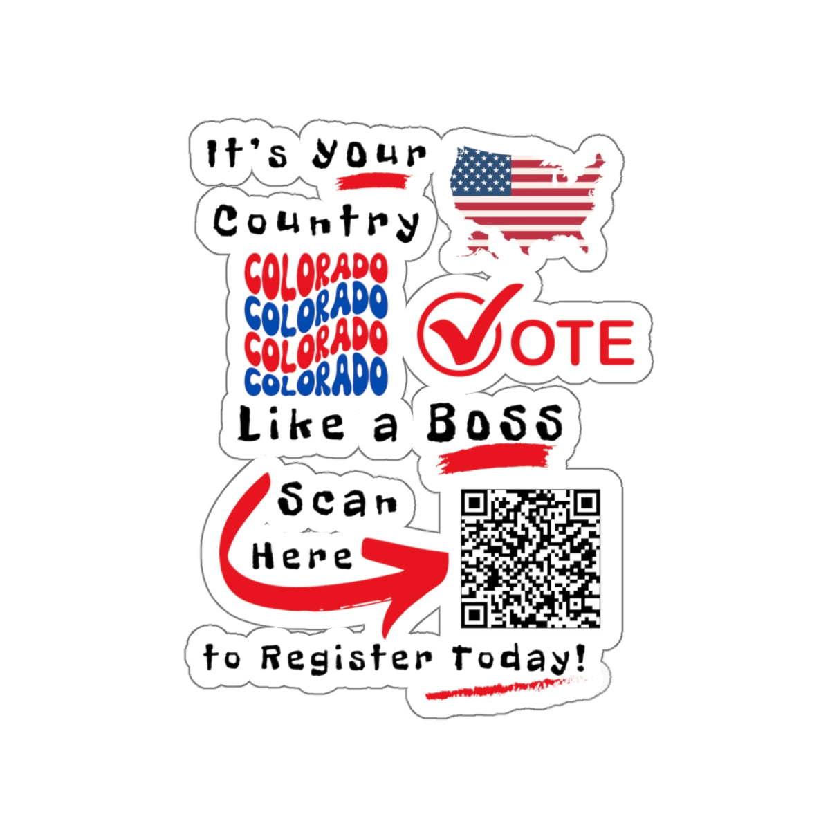 Colorado Vote Like a Boss! Kiss-Cut Stickers