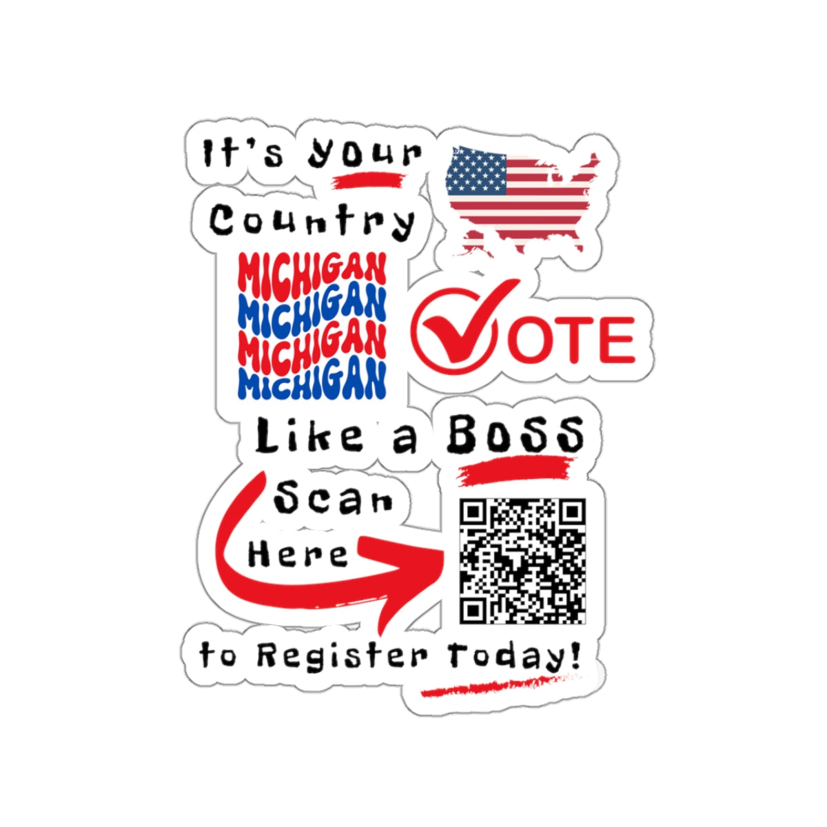 Michigan Vote Like a Boss! Kiss-Cut Stickers