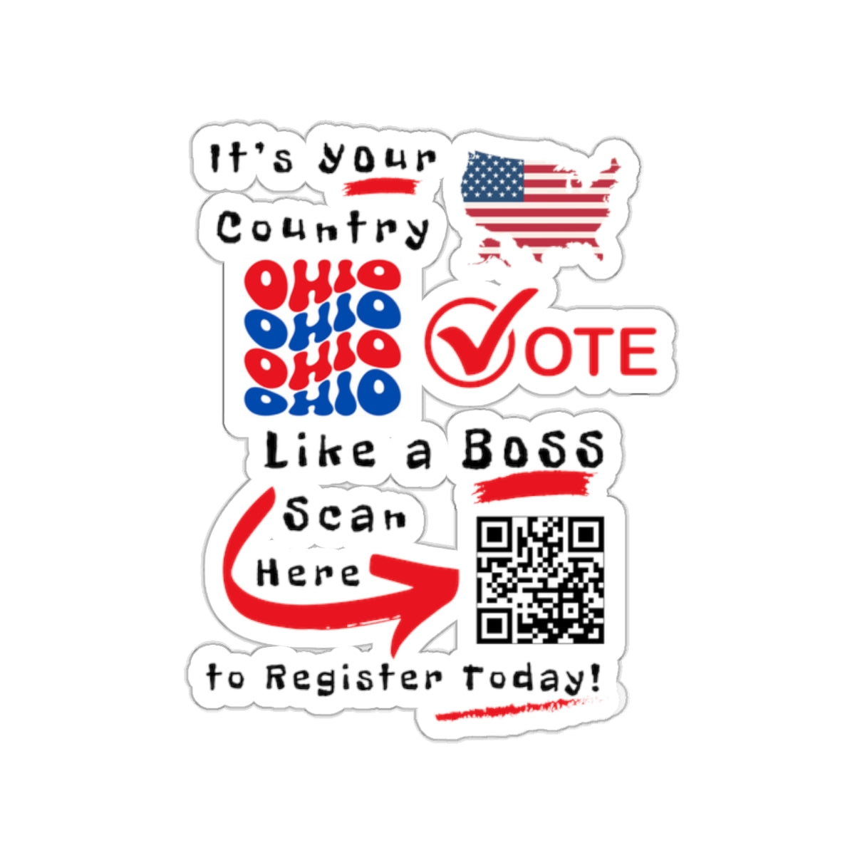 Ohio Vote Like a Boss! Kiss-Cut Stickers