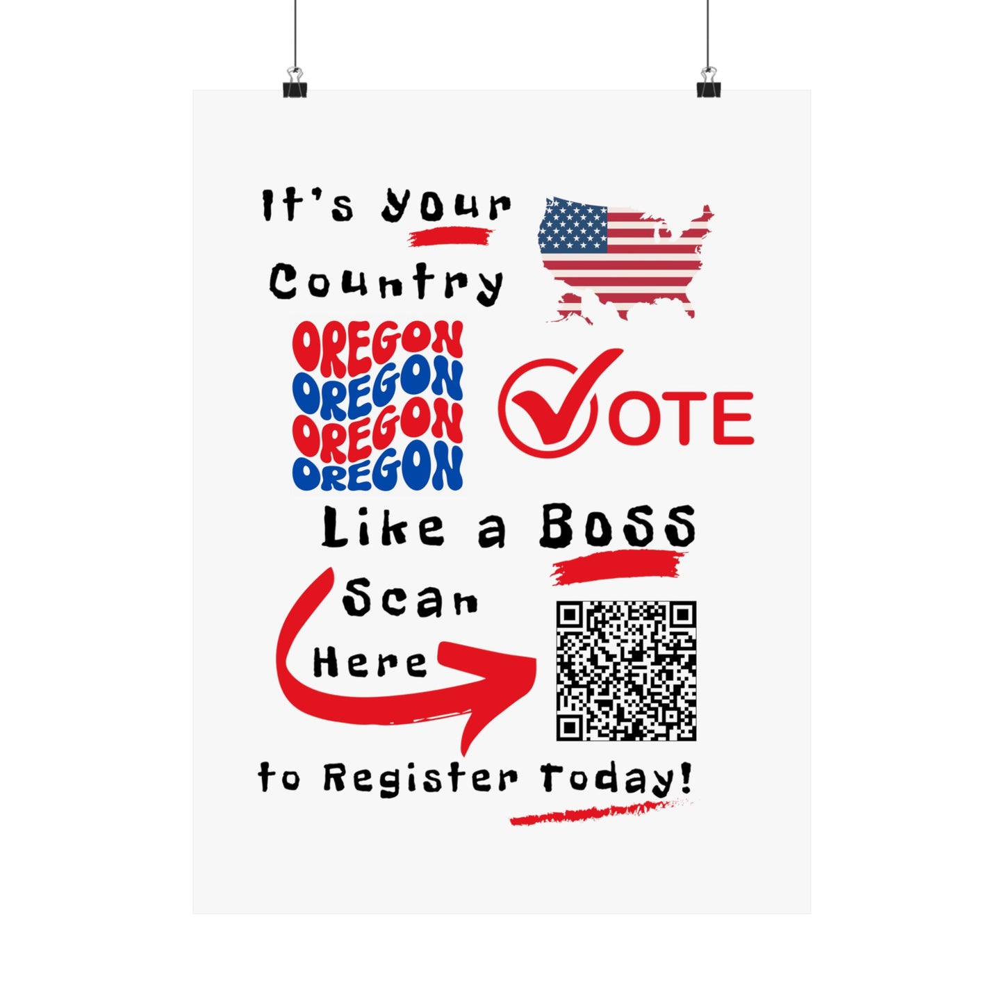 Oregon Vote Like a Boss! Matte Vertical Posters