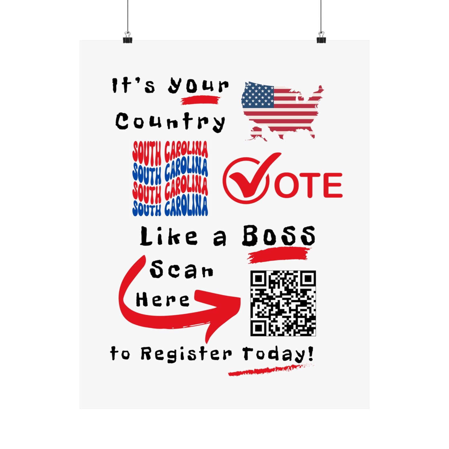 South Carolina Vote Like a Boss! Matte Vertical Posters