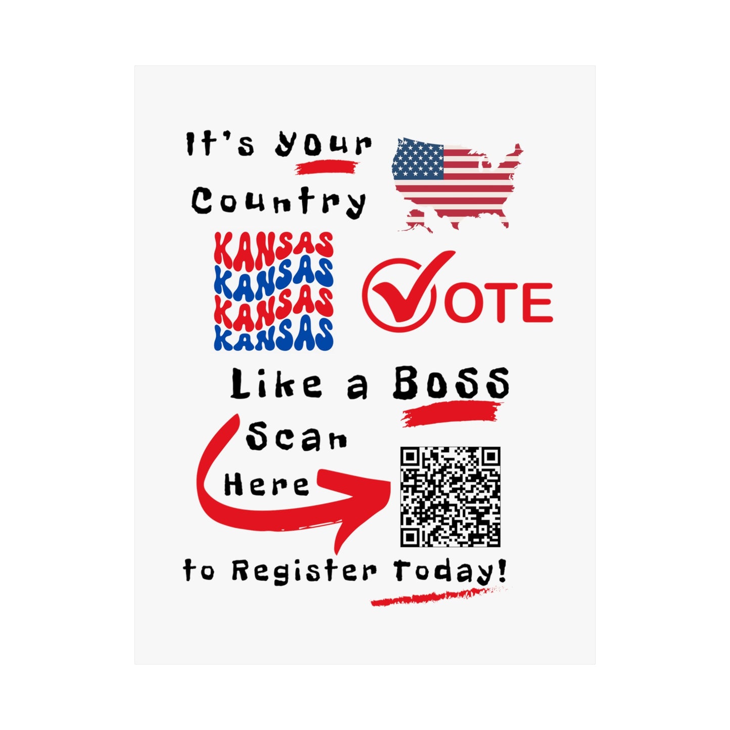 Kansas Vote Like a Boss! Matte Vertical Posters