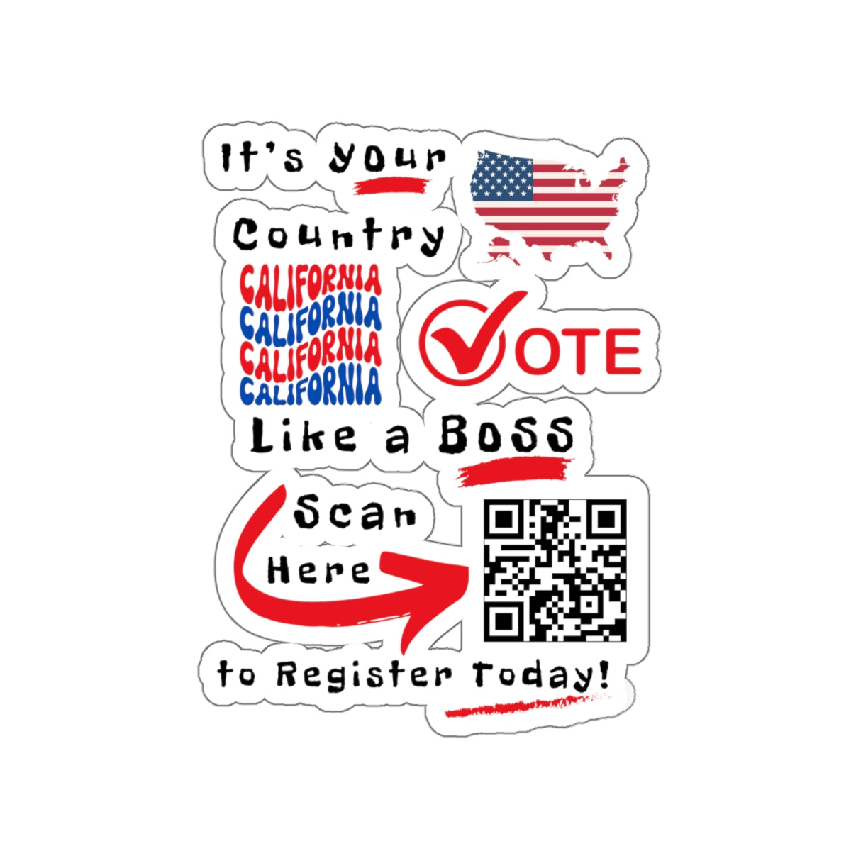 California Vote Like a Boss! Kiss-Cut Stickers