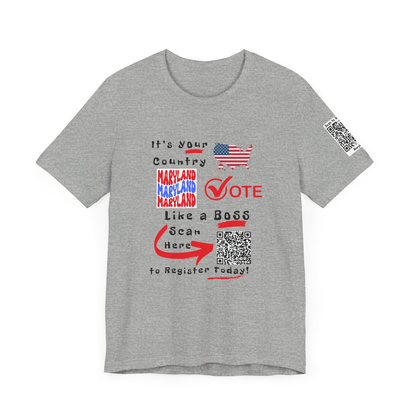 Maryland Vote Like a Boss! Red White 'n Blue With Sleeve QR