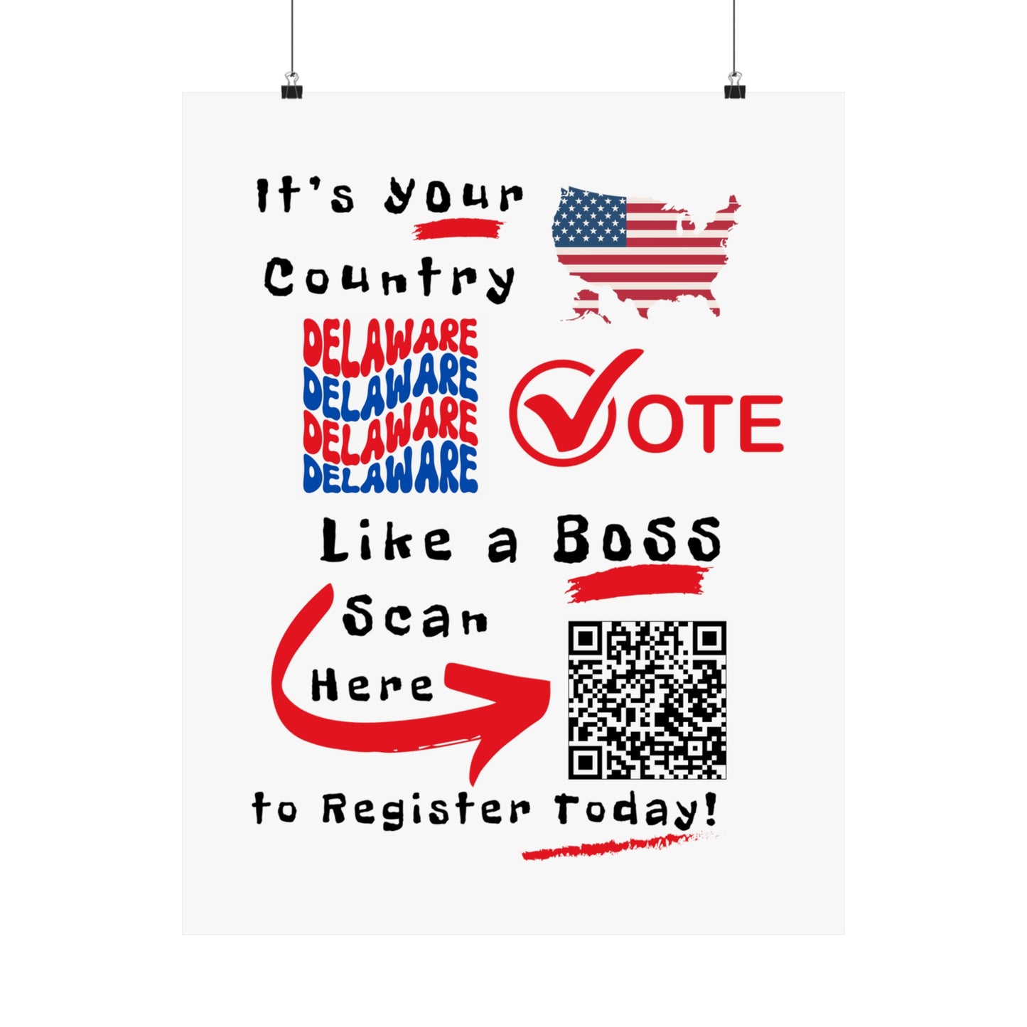 Delaware Vote Like a Boss! Matte Vertical Posters