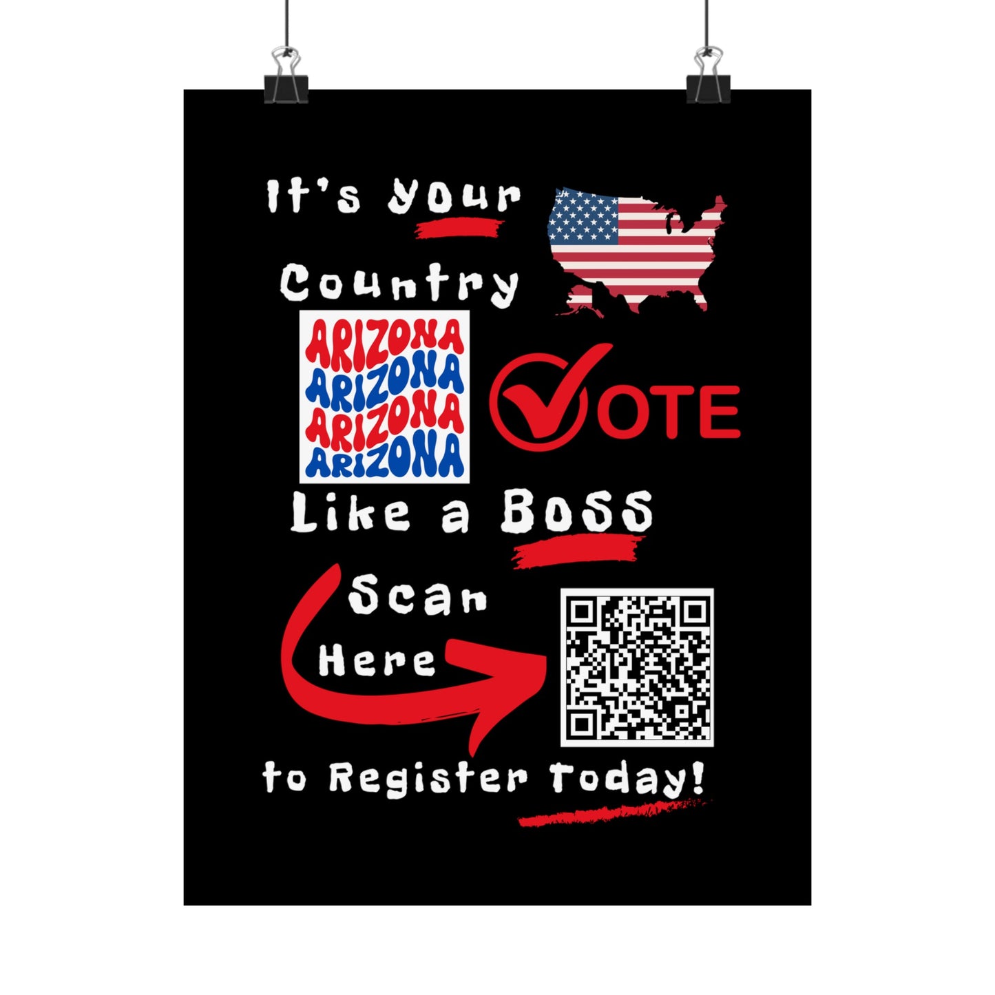 Arizona Vote Like a Boss! Matte Vertical Posters with Popping Black Background