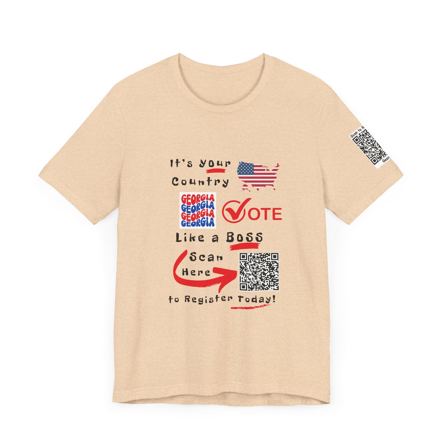 Georgia Vote Like a Boss! Red White 'n Blue With Sleeve QR