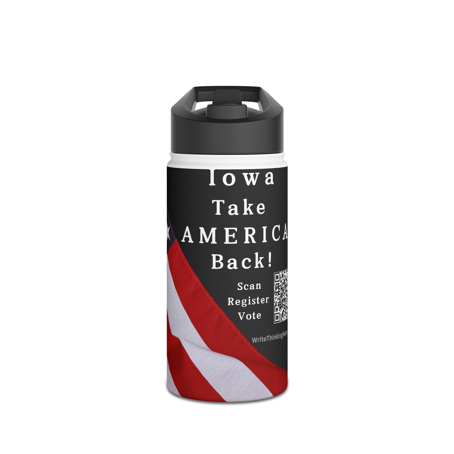 Iowa Take America Back! Scan Register Vote Stainless Steel Water Bottle, Standard Lid