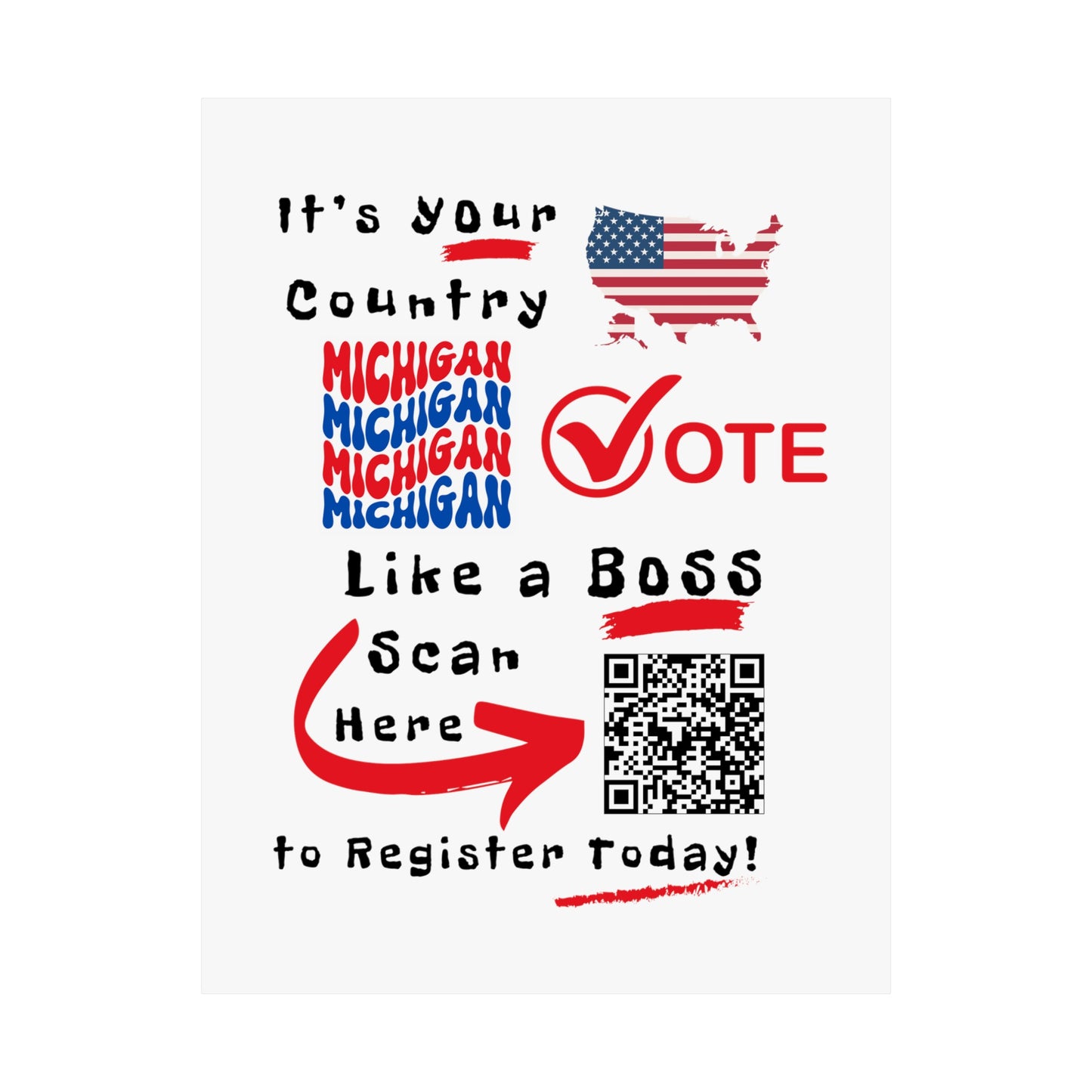 Michigan Vote Like a Boss! Matte Vertical Posters