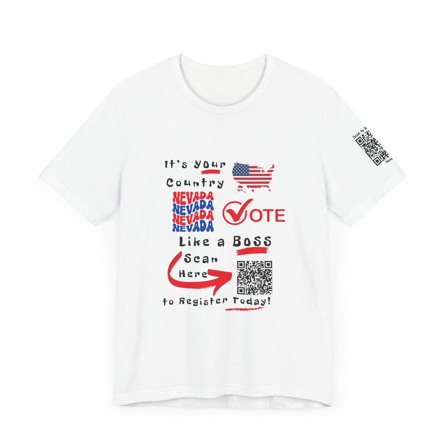 Nevada Vote Like a Boss! Red White 'n Blue With Sleeve QR