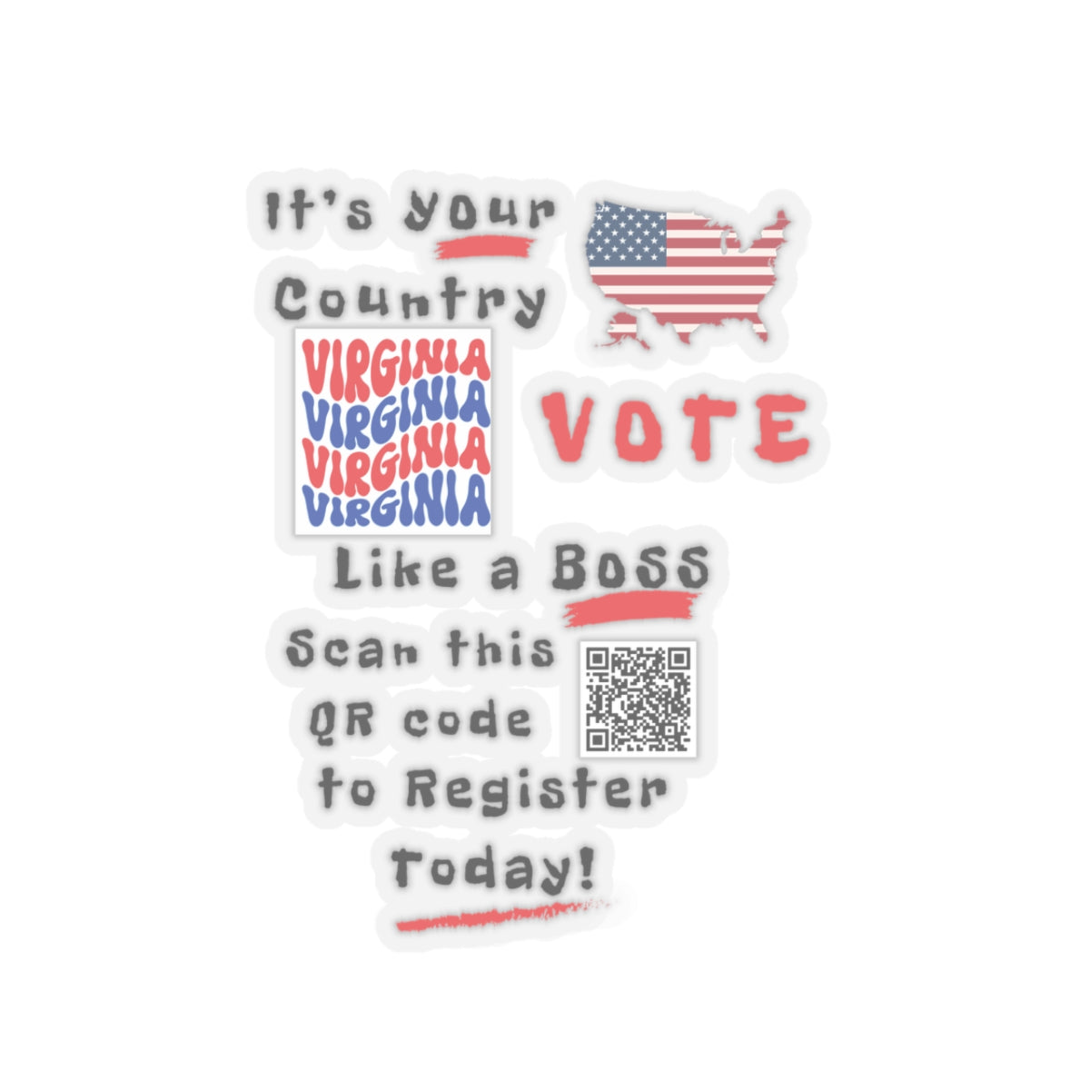 Vote Like a Boss Virginia Kiss-Cut Stickers