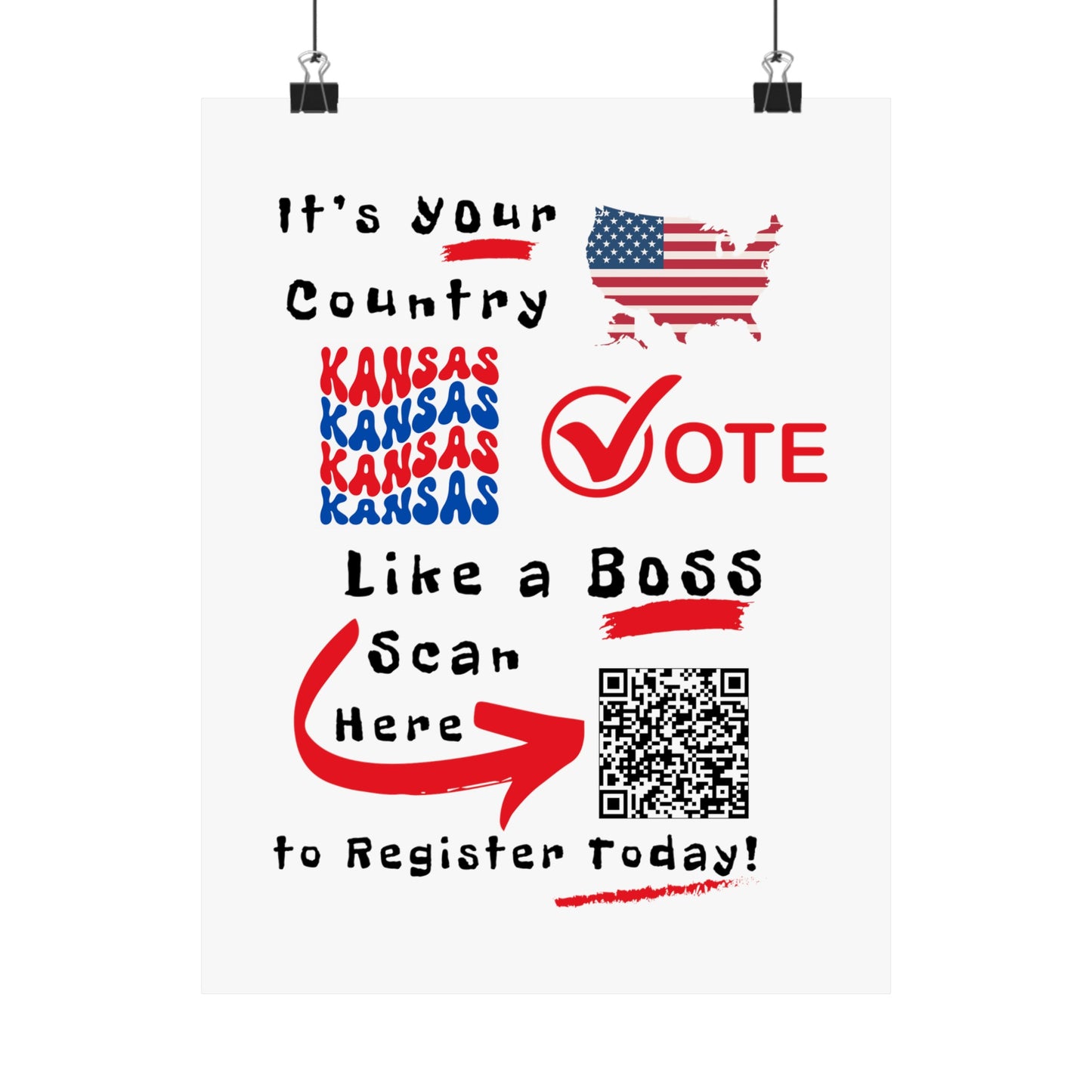 Kansas Vote Like a Boss! Matte Vertical Posters