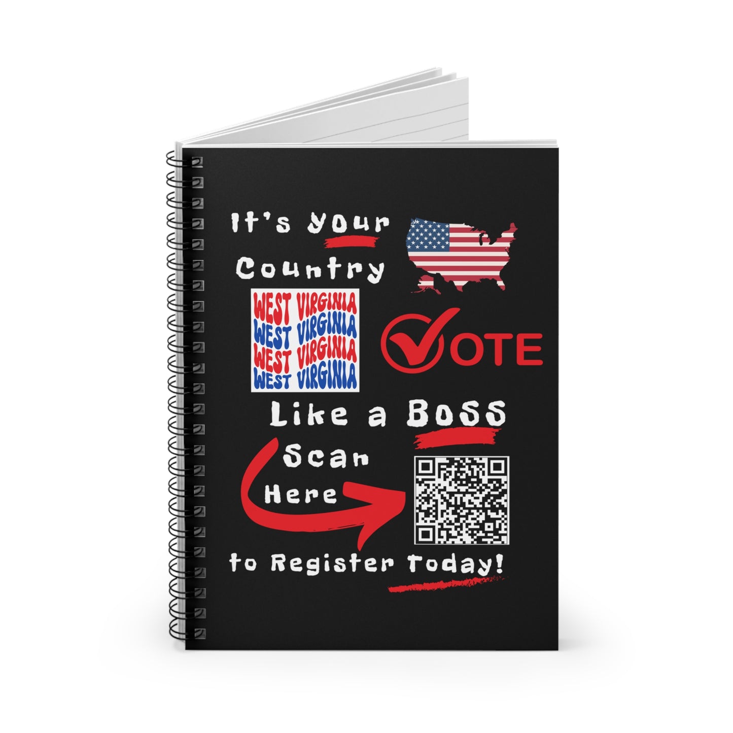 West Virginia Vote Like a Boss! Spiral Notebook - Ruled Line