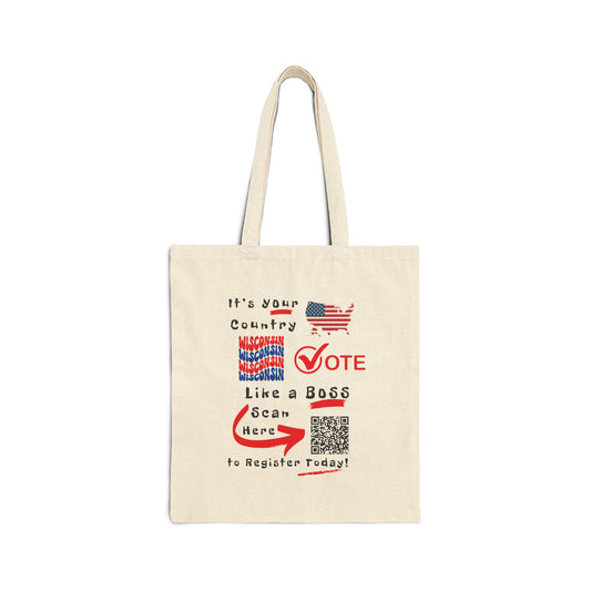 Wisconsin Vote Like a Boss! Cotton Canvas Tote Bag