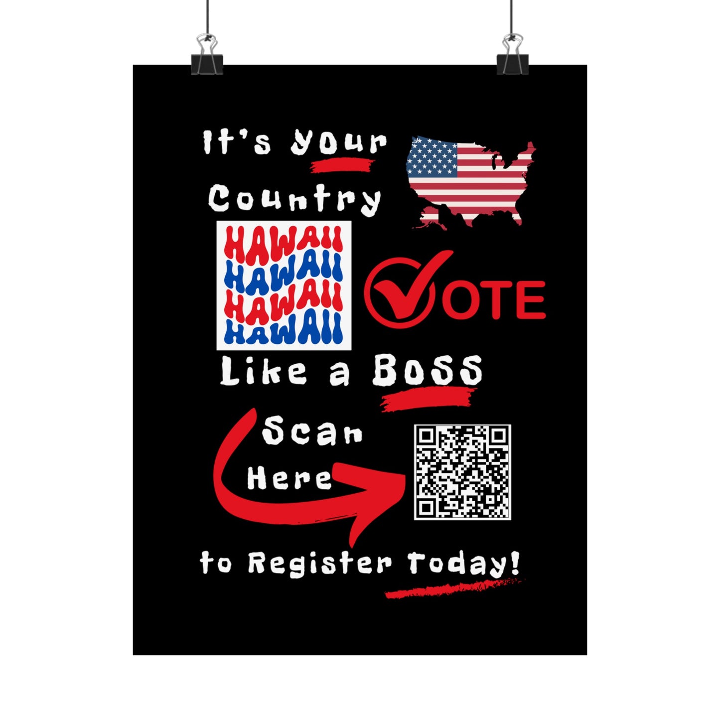 Hawaii Vote Like a Boss! Matte Vertical Posters with Popping Black Background